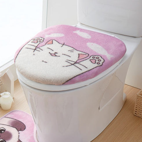 ジャンボ耳長トイレマット・フタカバーセット にゃんず.|s6